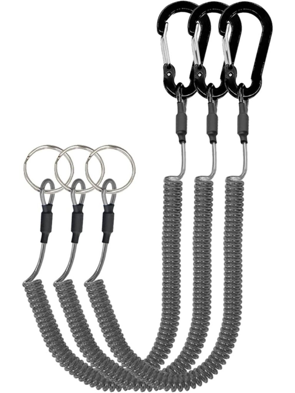 Retractable Coiled Lanyards with Carabiner Clips